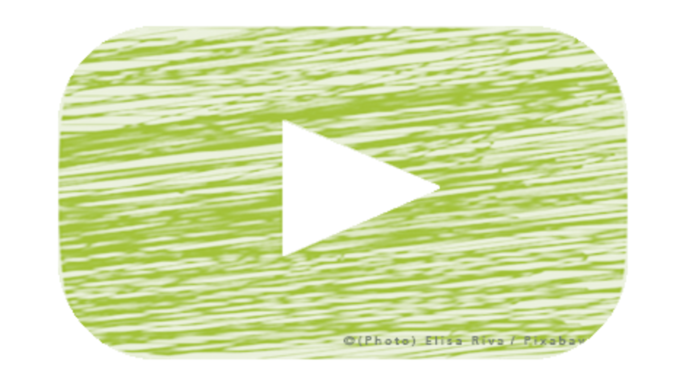 A play-button on green uneven background, reminding the youtube-Logo