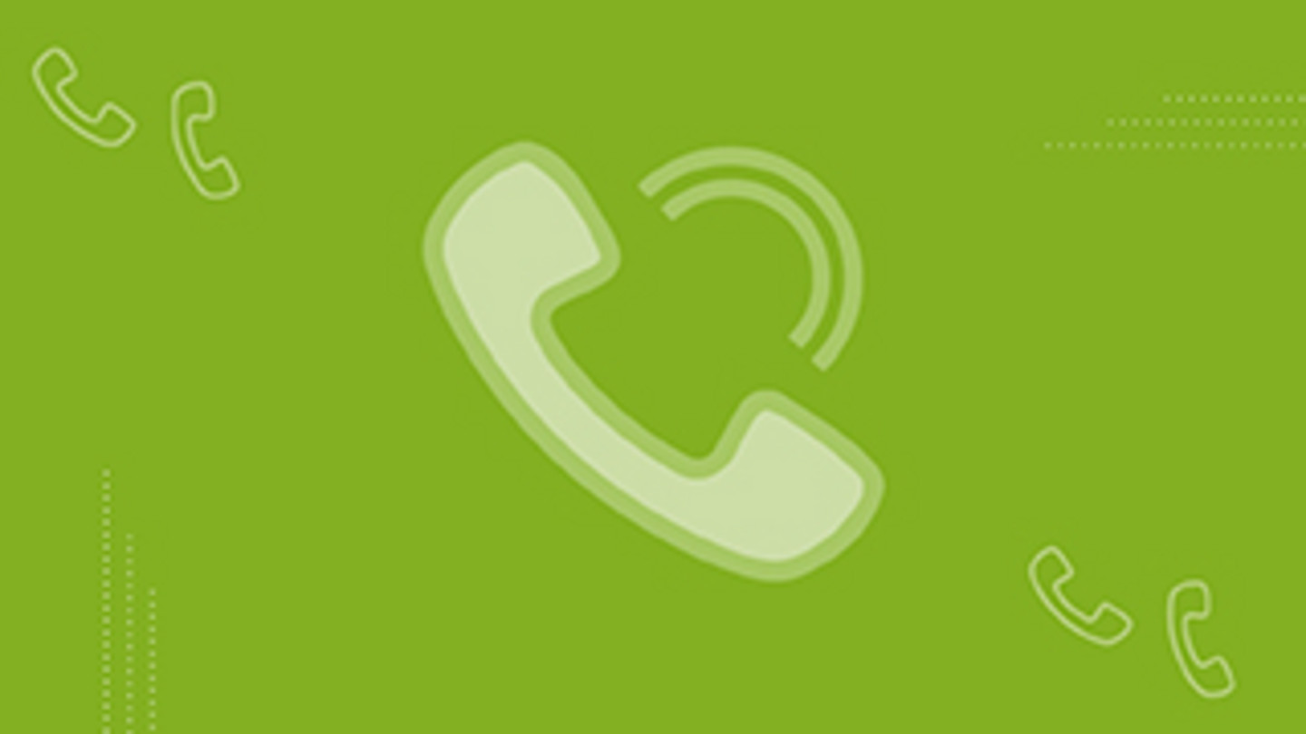 Telephone consultation - pictogram: light green telephone receiver on green background