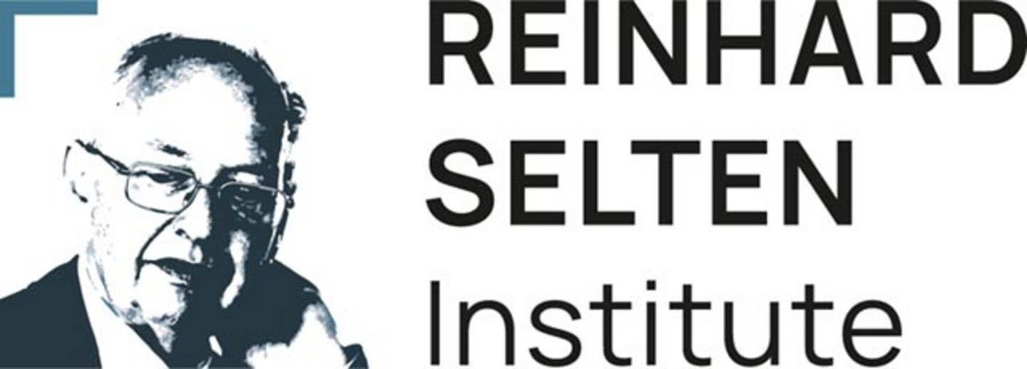 Logo des Reinhard-Selten-Intituts (Schwarzweißporträt Reinhard Seltens und Namensschriftzug)