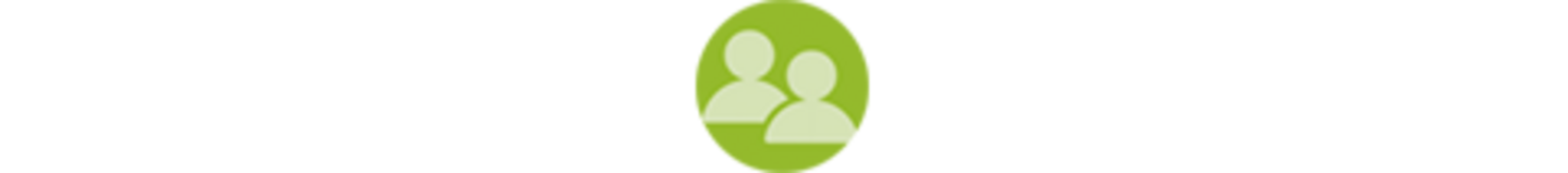 Beratung - Piktogramm: Zwei stilisierte Personen auf rundem, grünem Hintergrund