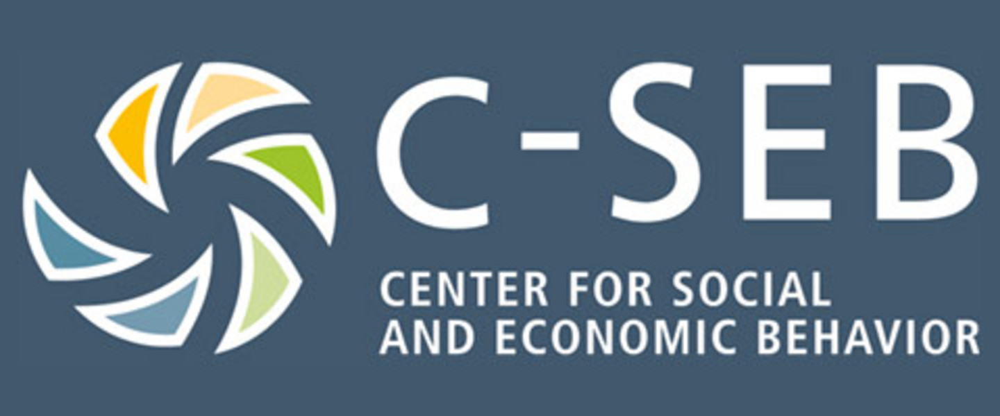 Logo of the Centre of Excellence C-SEB: Spiral rosette of six triangles next to the lettering "C-SEB, Center for Social and Economic Behavior, University of Cologne".